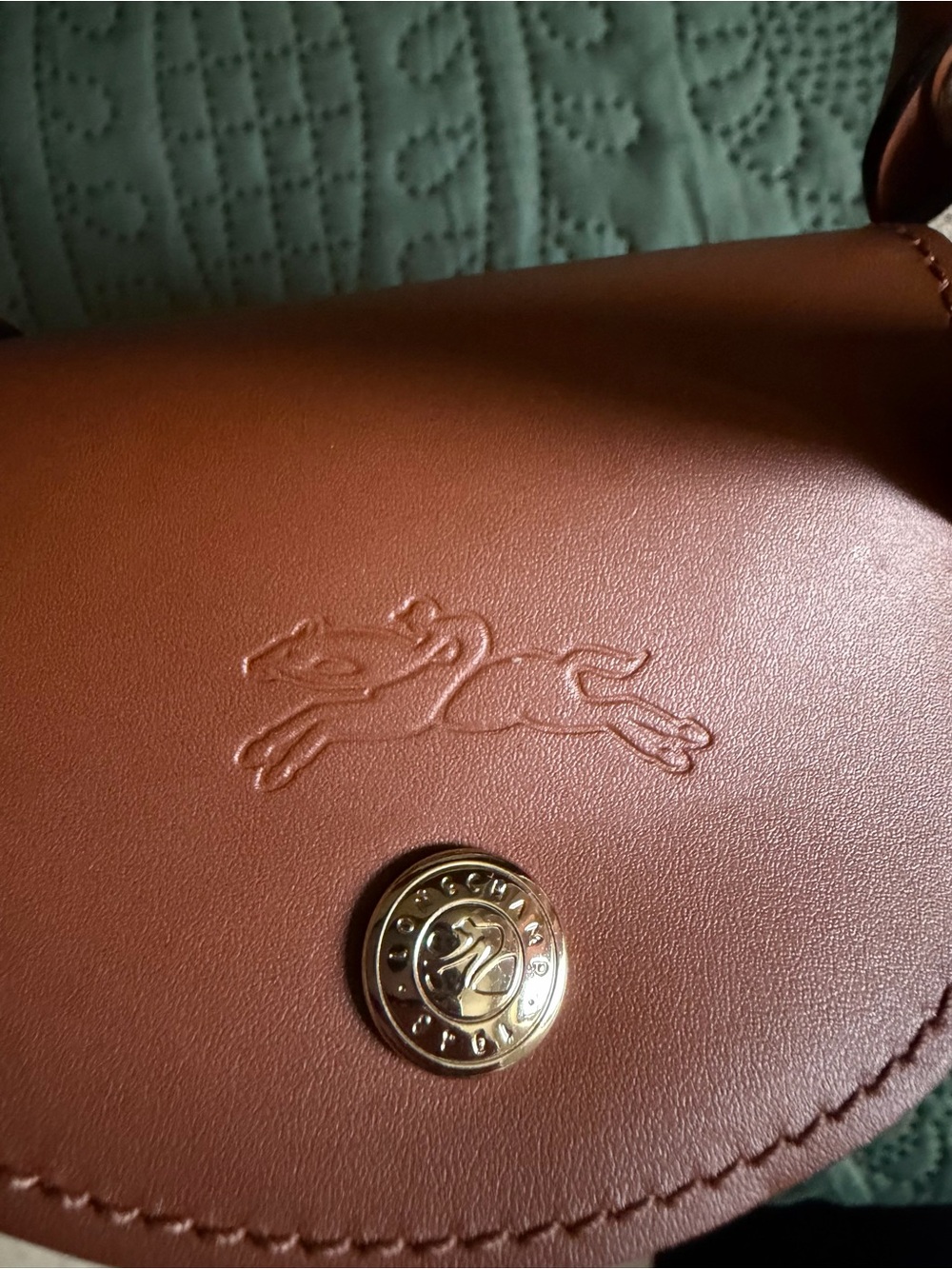 Longchamp Crossbody Leather Bag in Cognac with Cream Strap - Picture 5 of 9